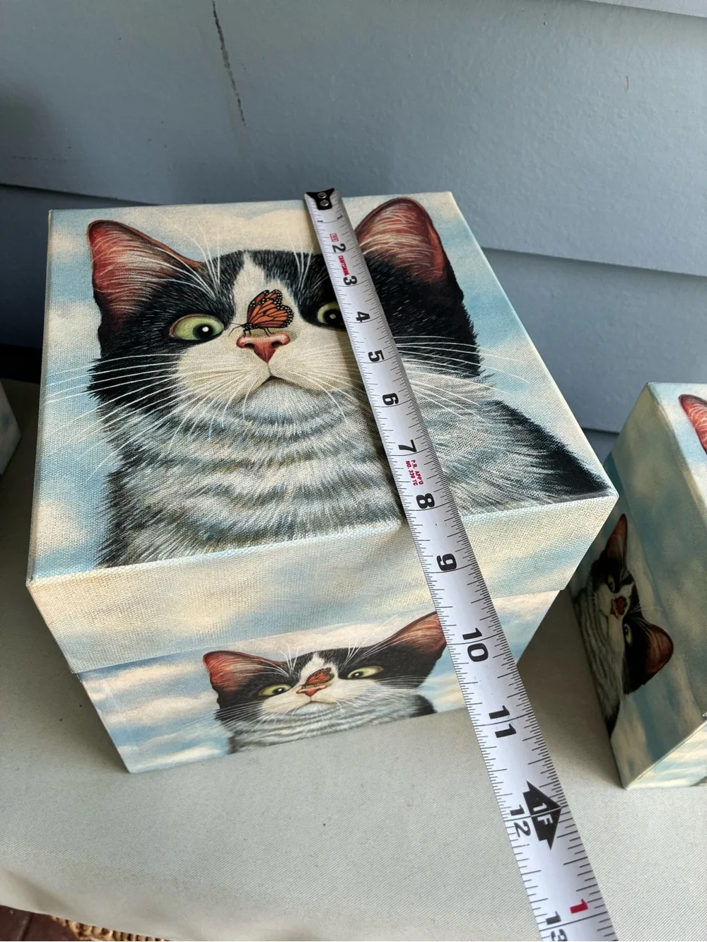 🐾 Set of 3 Vintage Bob’s Boxes – Tuxedo Cat & Ladybug Nesting Boxes